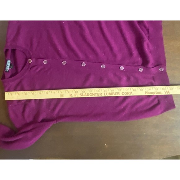 Nicole Miller Metallic Plum Berry Cardigan Sweater Size Small - Picture 12 of 14